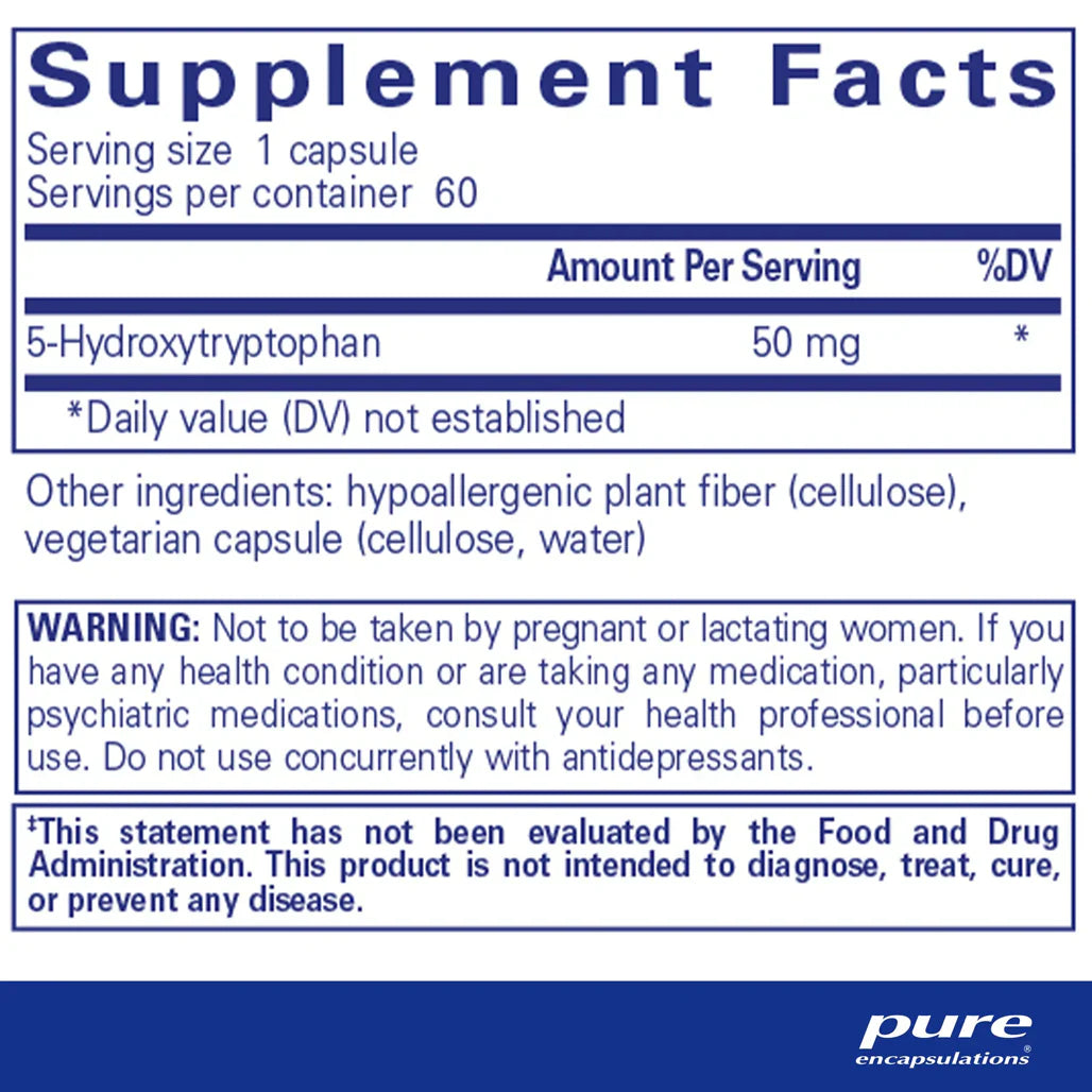 Pure Encapsulations 5-HTP (5-Hydroxytryptophan) 50 mg  Supplement Ingredients