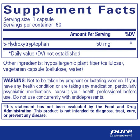 Pure Encapsulations 5-HTP (5-Hydroxytryptophan) 50 mg  Supplement Ingredients