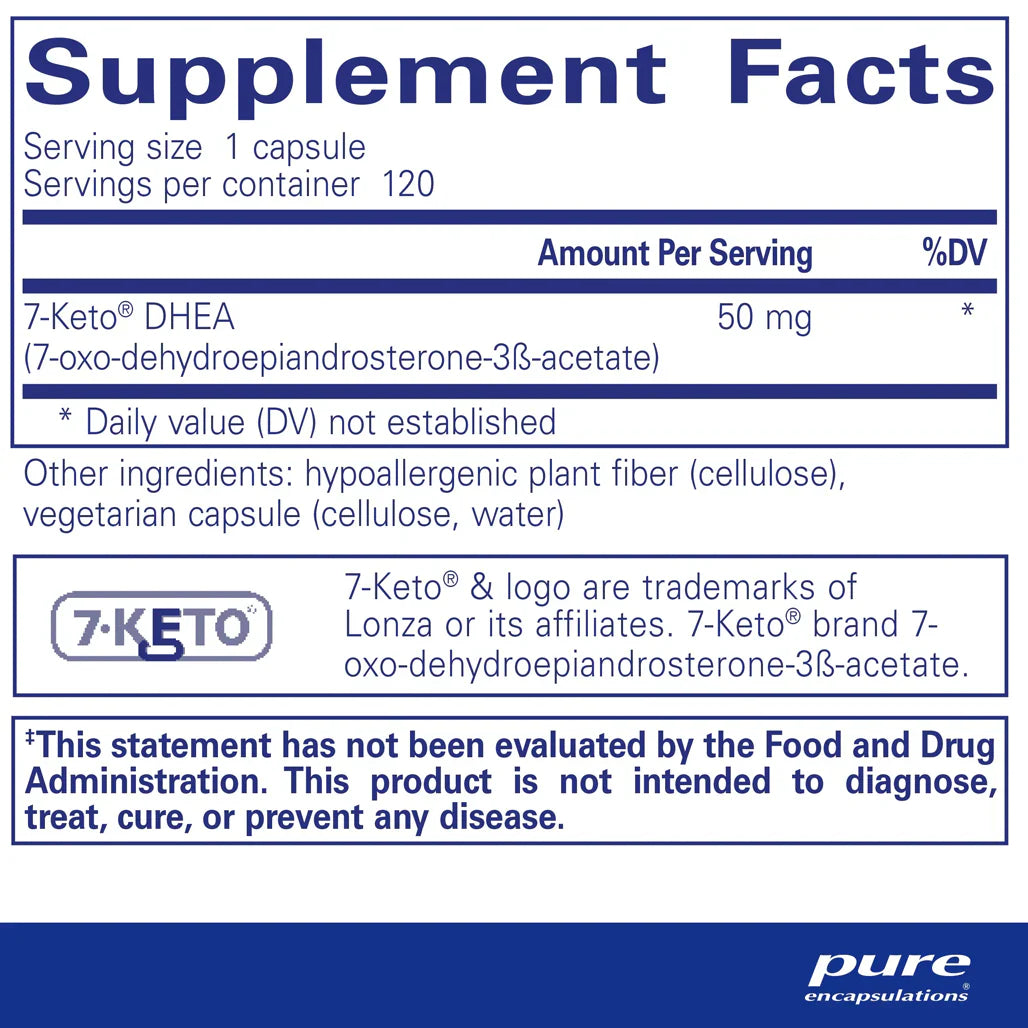Ingredients of 7-Keto DHEA 50 mg by Pure Encapsulations