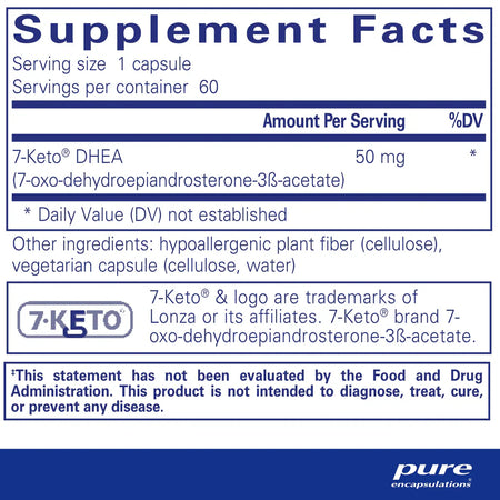 Pure Encapsulations 7-Keto DHEA 50 mg Supplement Facts