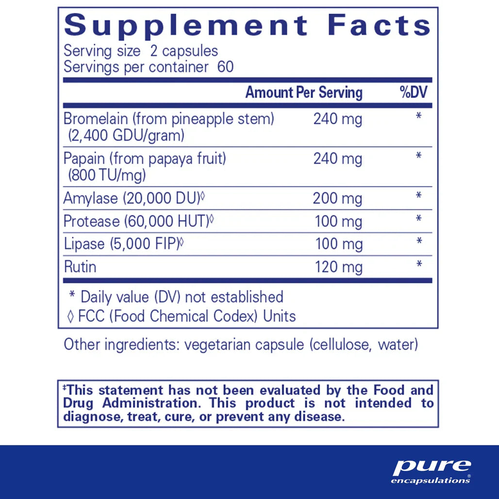 Pure Encapsulations A.I. Enzymes supplements facts