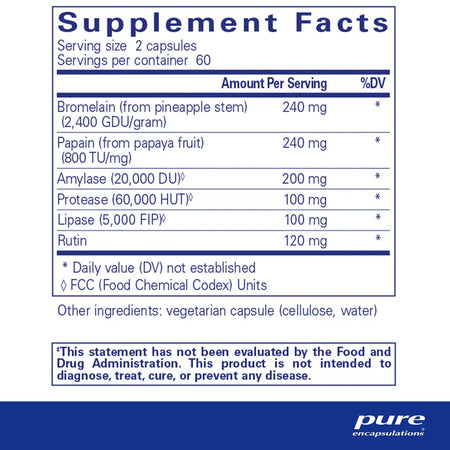 Pure Encapsulations A.I. Enzymes supplements facts