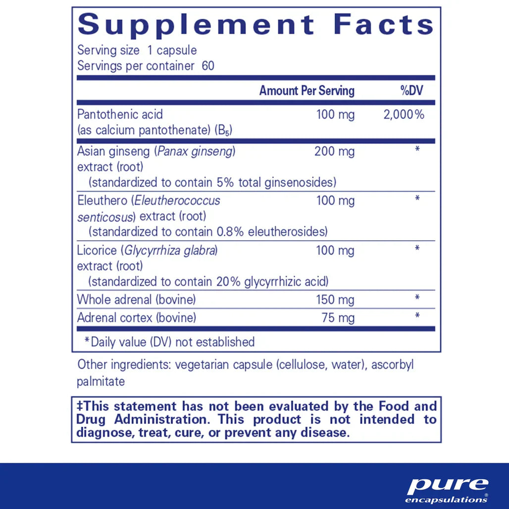 Pure Encapsulations ADR Formula supplements ingredients