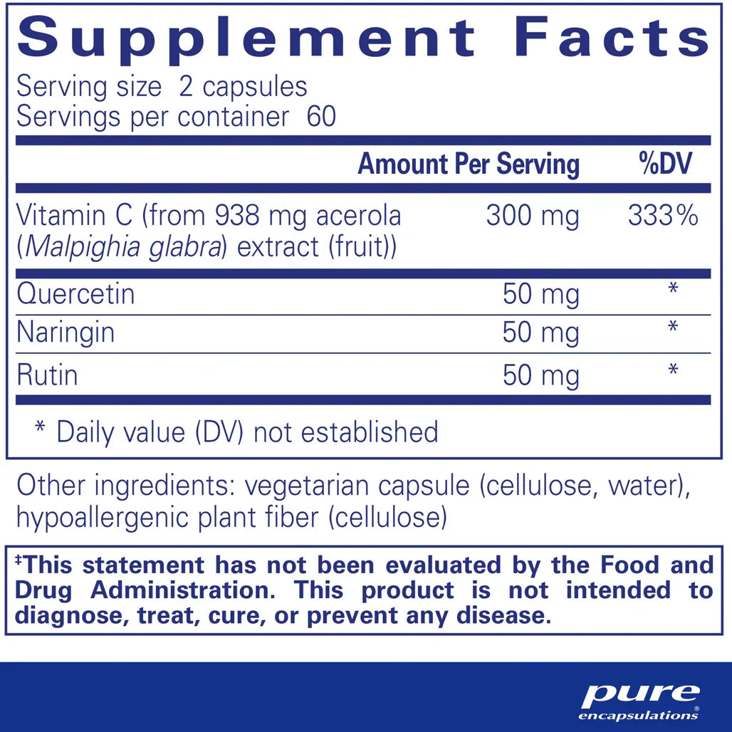 Pure Encapsulations Acerola/Flavonoid supplements facts