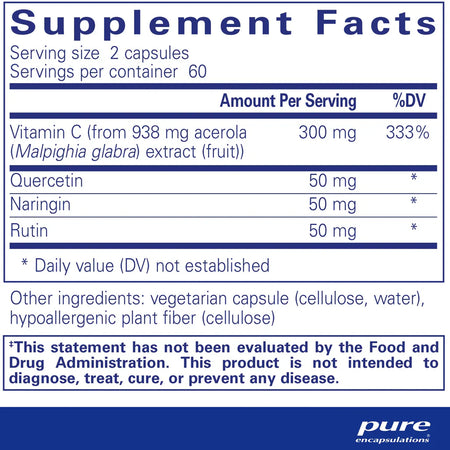 Pure Encapsulations Acerola/Flavonoid supplements facts
