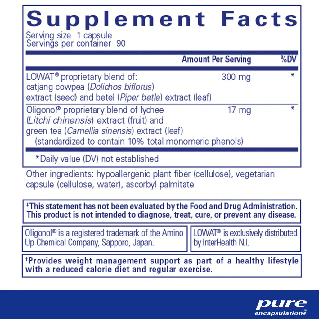 Pure Encapsulations AdipoLean II supplements facts