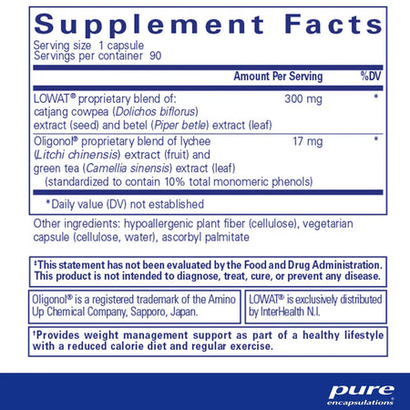 Pure Encapsulations AdipoLean II supplements facts