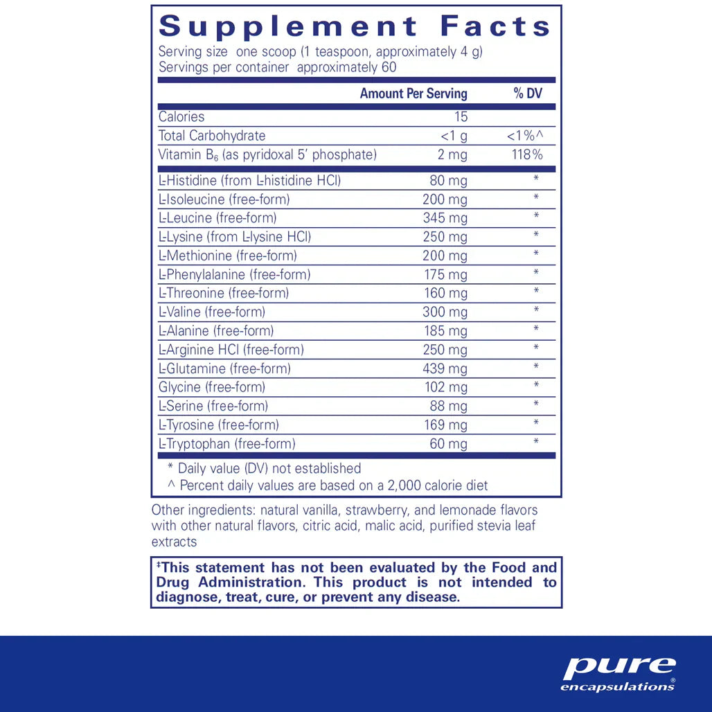 Pure Encapsulations Amino Replete supplements facts