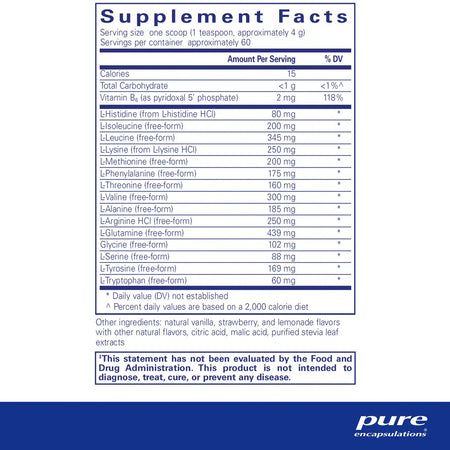 Pure Encapsulations Amino Replete supplements facts