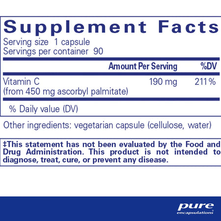 Pure Encapsulations Ascorbyl Palmitate supplements facts