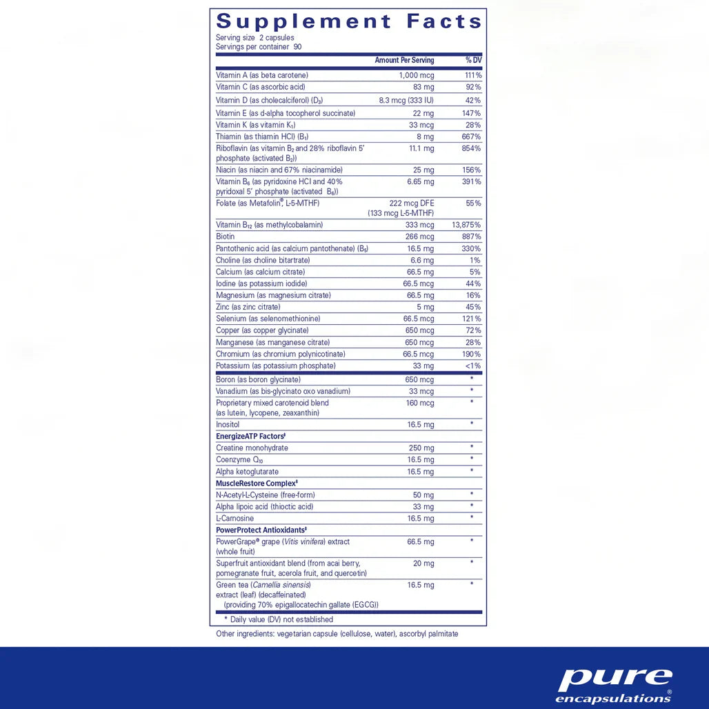 Pure Encapsulations Athletic Nutrients supplements ingredients