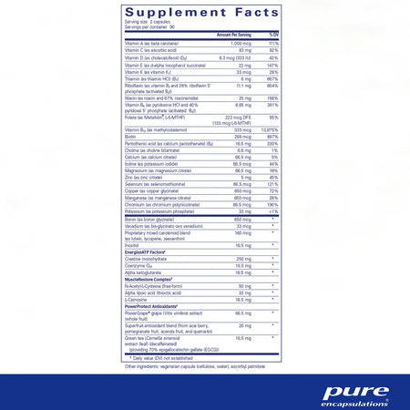 Pure Encapsulations Athletic Nutrients supplements ingredients