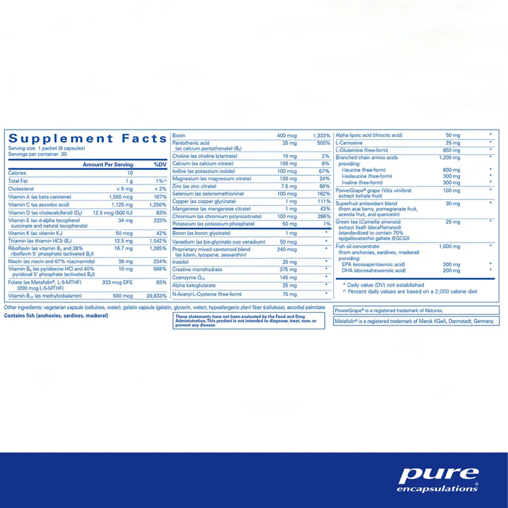 Pure Encapsulations Athletic Pure Pack supplements facts