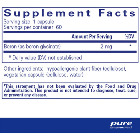 Pure Encapsulations Boron Glycinate 2 mg supplements facts