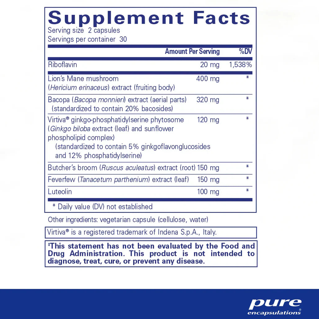 Pure Encapsulations Brain Reset supplements facts