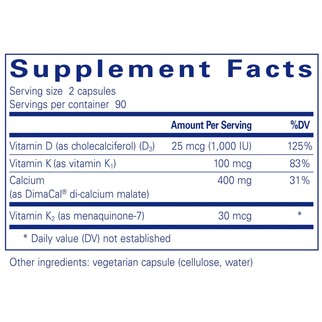 Pure Encapsulations Calcium K/D supplements facts