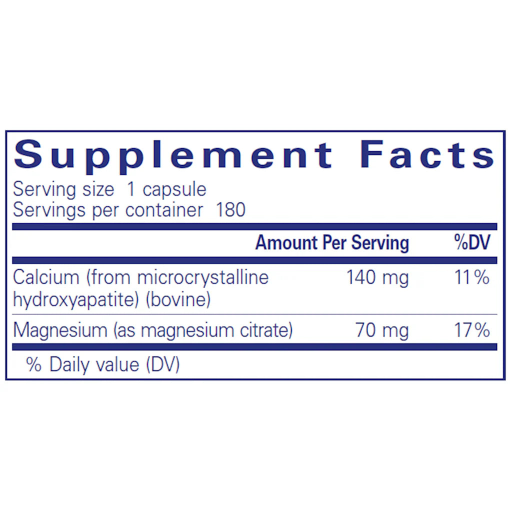 Pure Encapsulations Calcium (MCHA) With Magnesium supplements facts
