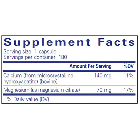 Pure Encapsulations Calcium (MCHA) With Magnesium supplements facts