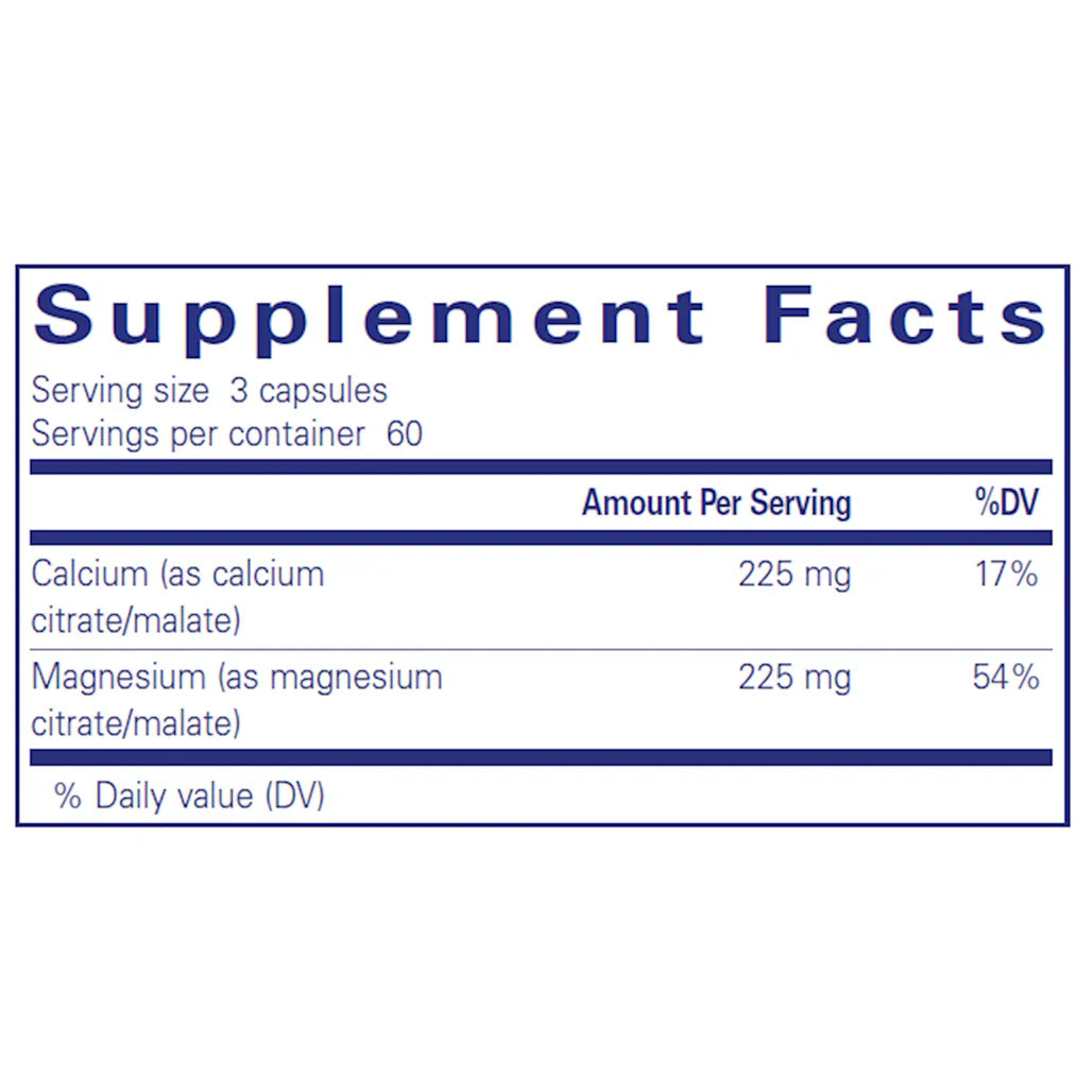 Pure Encapsulations Calcium Magnesium Citrate/Malate supplements facts