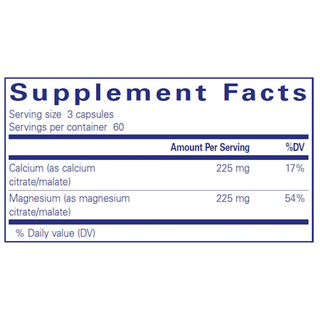 Pure Encapsulations Calcium Magnesium Citrate/Malate supplements facts