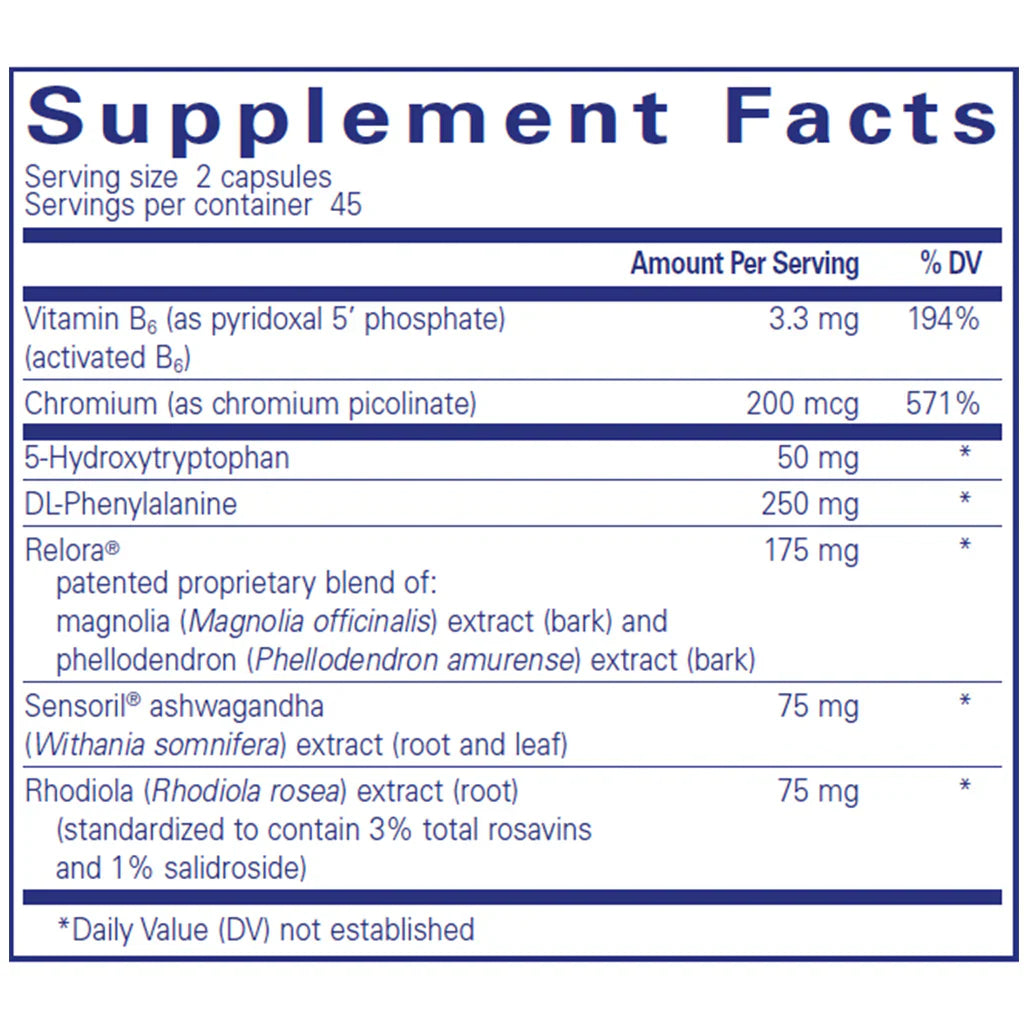 Pure Encapsulations CarbCrave Complex supplements facts