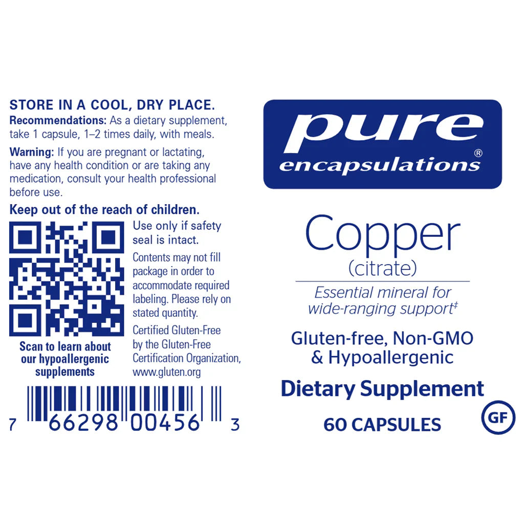 Copper (Citrate) 2 mg for overall health support