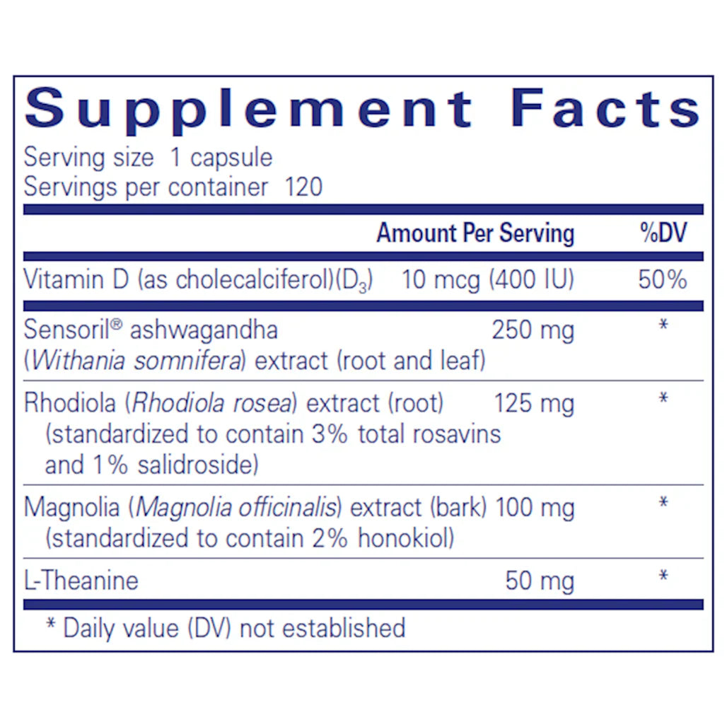 Pure Encapsulations Cortisol Calm supplements facts