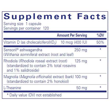 Pure Encapsulations Cortisol Calm supplements facts