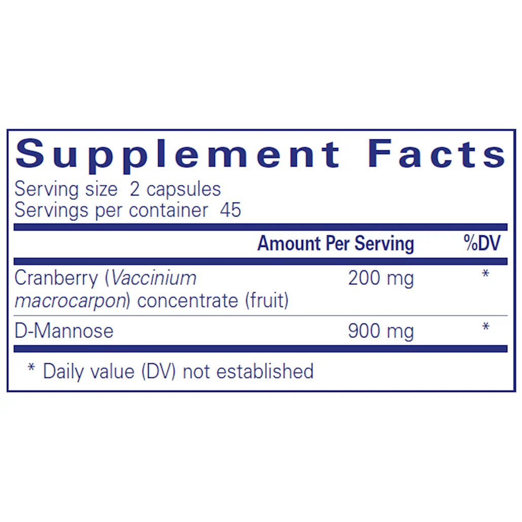 Pure Encapsulations Cranberry / D-Mannose supplements facts