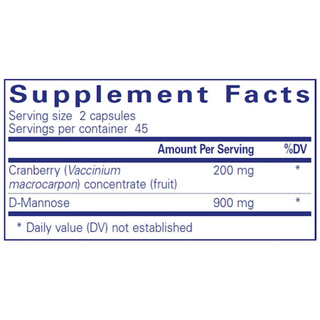 Pure Encapsulations Cranberry / D-Mannose supplements facts