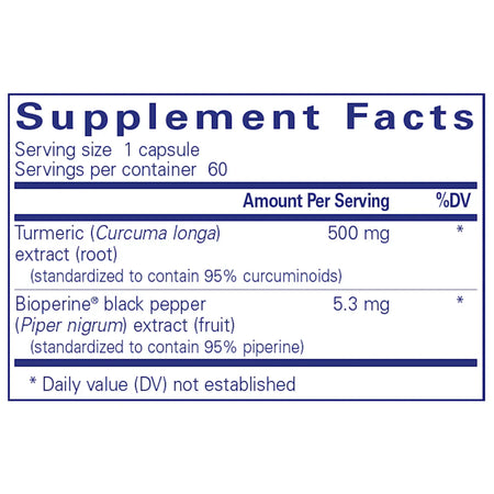 Pure Encapsulations Curcumin 500 with Bioperine supplements ingredients