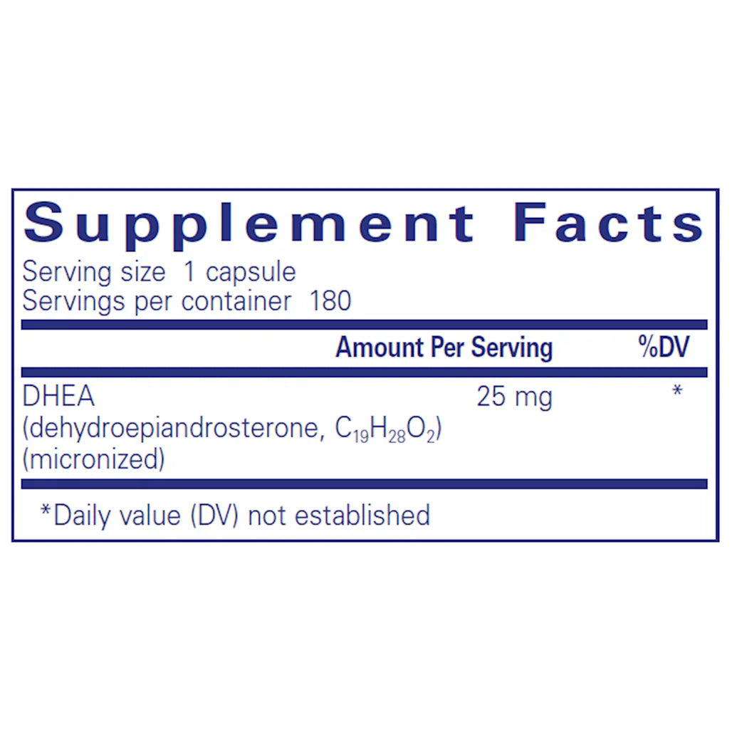 Ingredients of DHEA 25mg by pure encapsulations