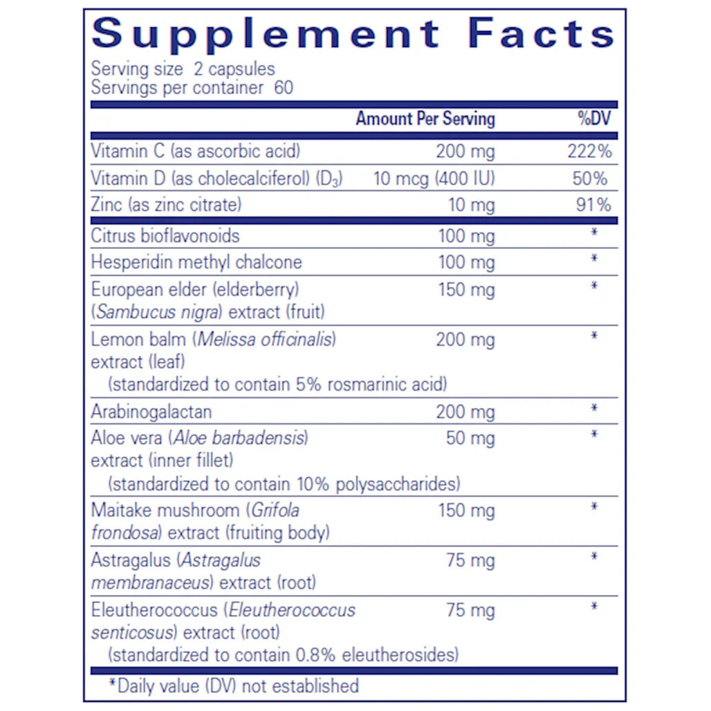 Pure Encapsulations Daily Immune supplements facts