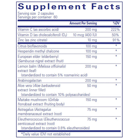 Pure Encapsulations Daily Immune supplements facts