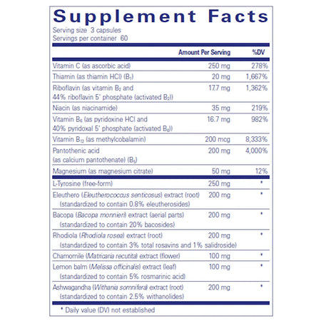 Pure Encapsulations Daily Stress Formula supplements facts