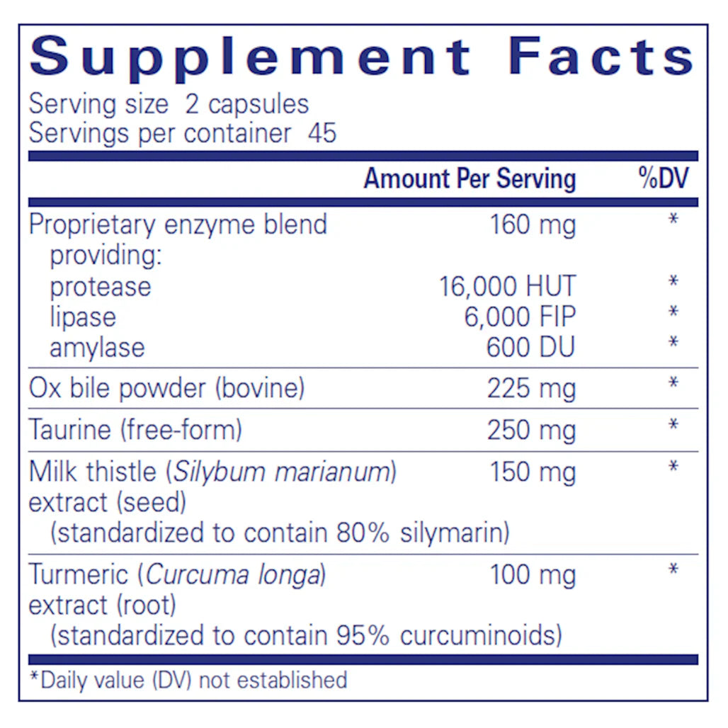 Pure Encapsulations Digestion GB Supplement Facts
