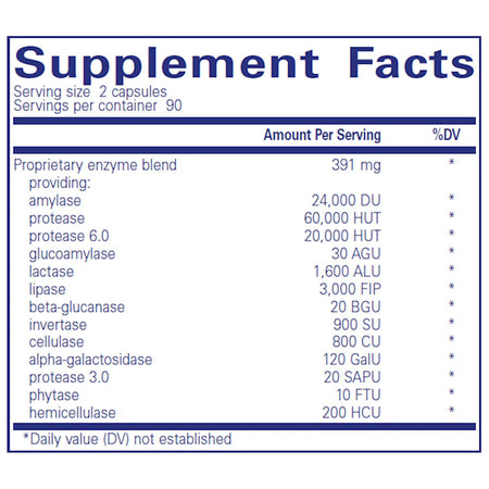 Ingredients of Digestive Enzymes Ultra Dietary Supplement