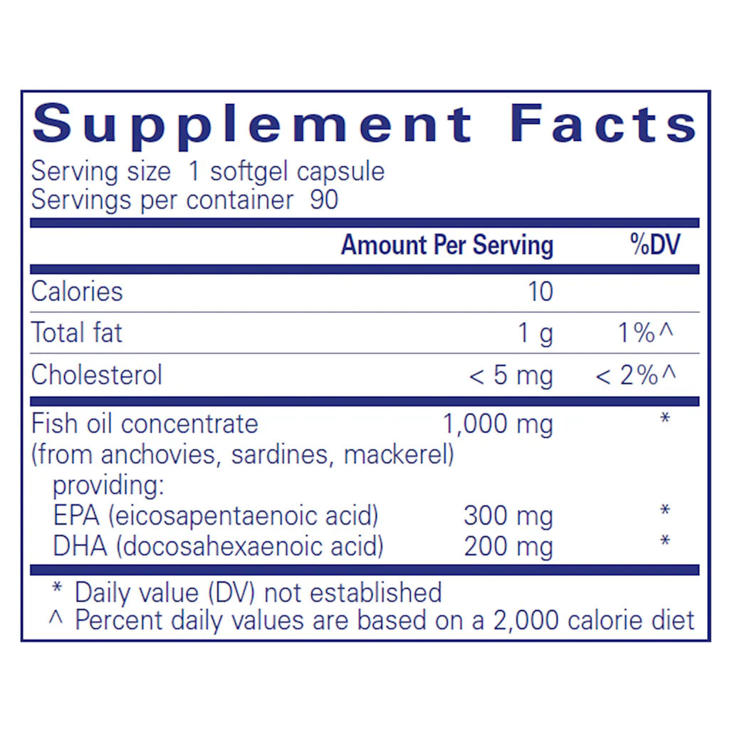 Pure Encapsulations EPA/DHA Essentials 1000mg supplements facts