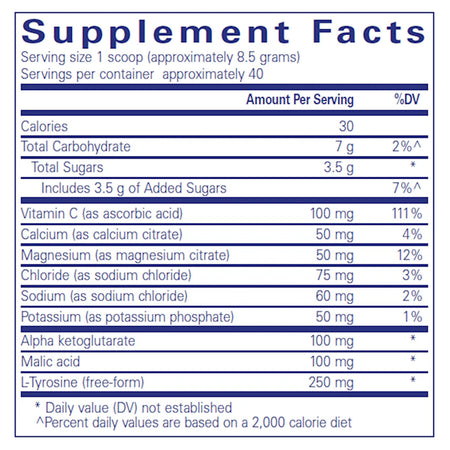 Ingredients of Electrolyte/Energy Formula Dietary Supplement