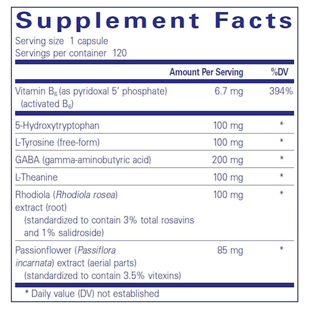 Pure Encapsulations Emotional Wellness supplements facts