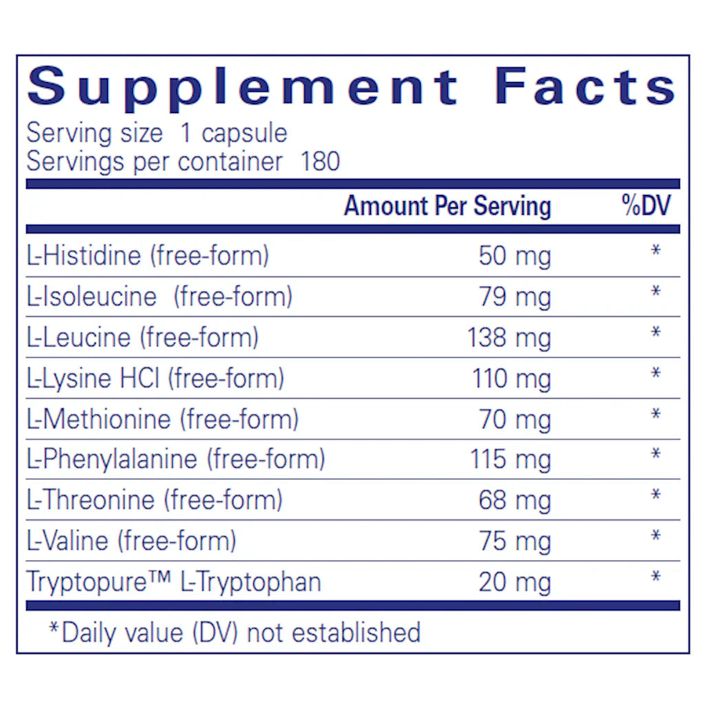 Ingredients of Essential Aminos Dietary Supplement 