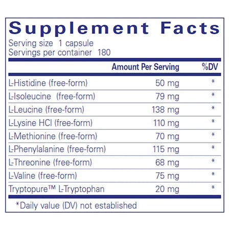 Ingredients of Essential Aminos Dietary Supplement 