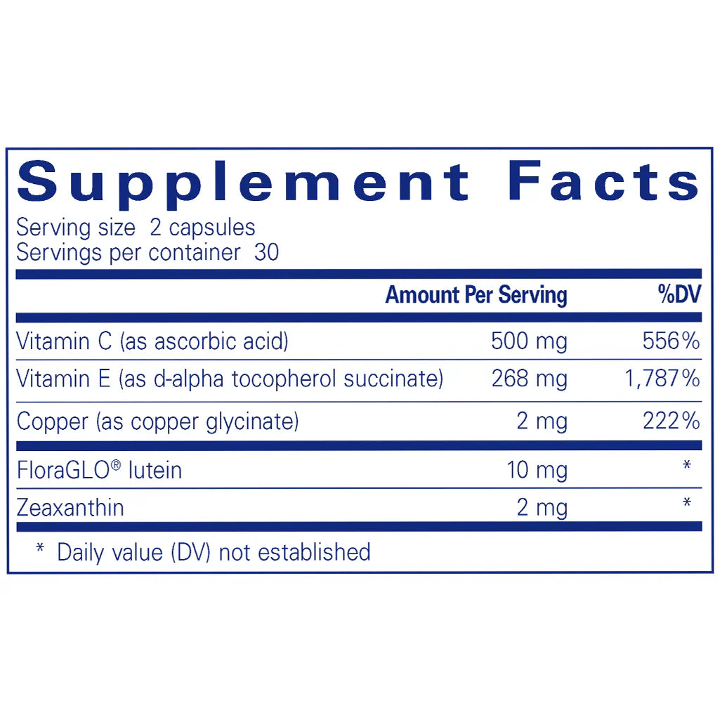 Ingredients of EyeProtect Basics Without Zinc Dietary Supplement 