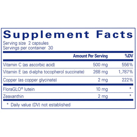 Ingredients of EyeProtect Basics Without Zinc Dietary Supplement 