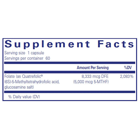 Pure Encapsulations Folate 5000 supplements facts