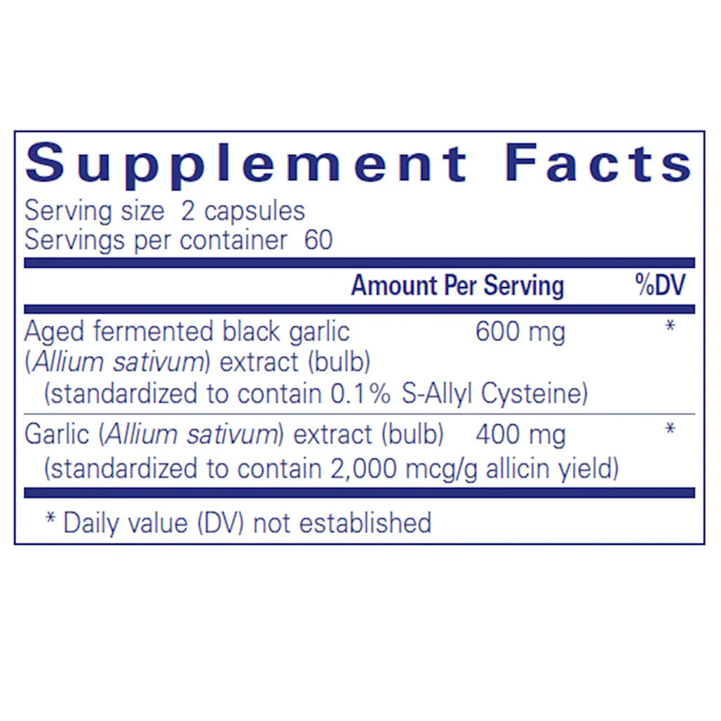Ingredients of Pure Encapsulations Garlic Complex Supplement