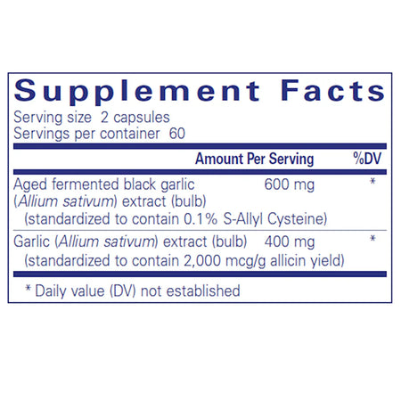 Ingredients of Pure Encapsulations Garlic Complex Supplement
