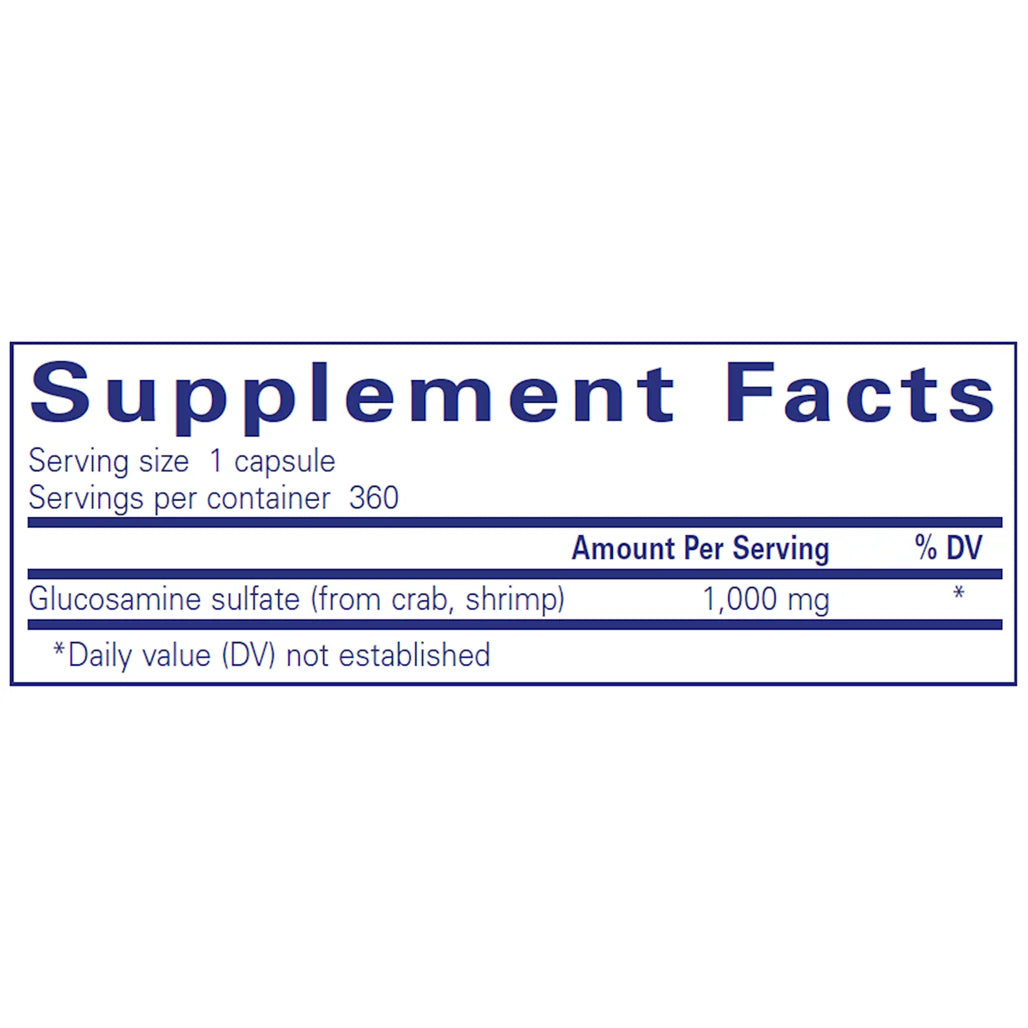 Ingredients of Pure Encapsulations Glucosamine Sulfate 1000mg supplements 