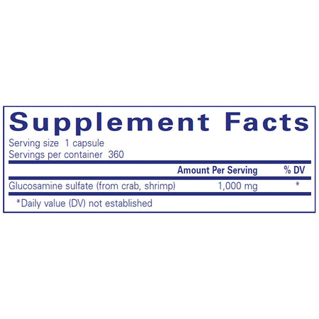 Ingredients of Pure Encapsulations Glucosamine Sulfate 1000mg supplements 