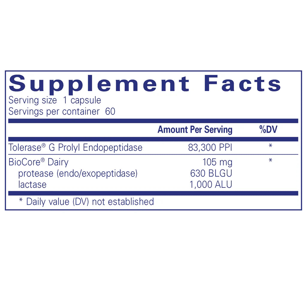 Ingredients of Pure Encapsulations Gluten/Dairy Digest 